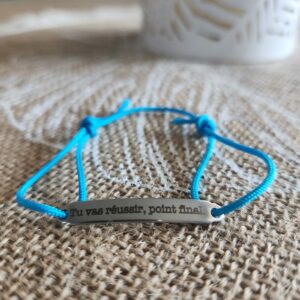 Bracelet Tu vas réussir, point final. - Bleu turquoise