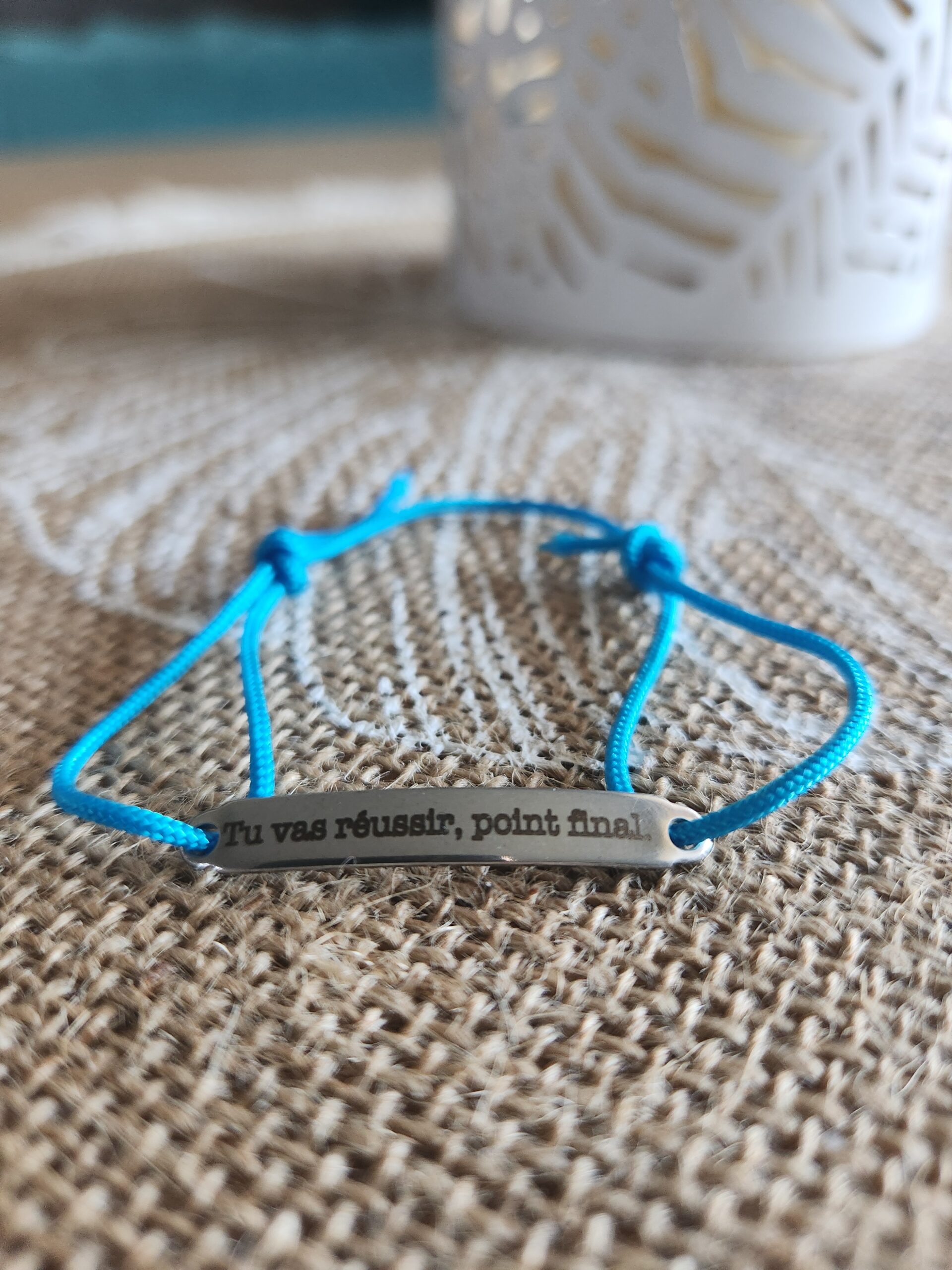 Bracelet Tu vas réussir, point final. - Bleu turquoise
