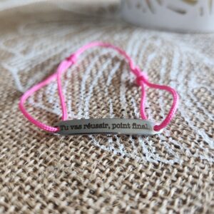 Bracelet Tu vas réussir, point final. - Rose