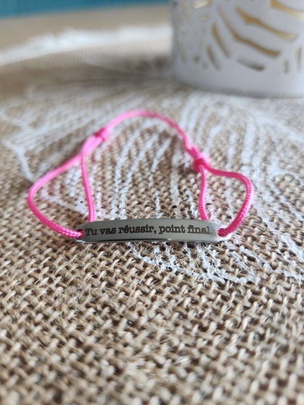 Bracelet Tu vas réussir, point final. - Rose