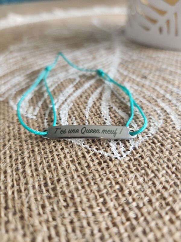 Bracelet t'es une Queen - Bleu turquoise
