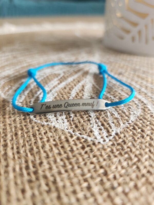 Bracelet t'es une Queen - Bleu clair