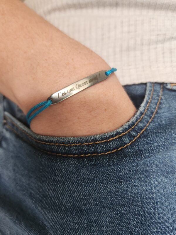 Bracelet t'es une Queen - Bleu clair – Image 2